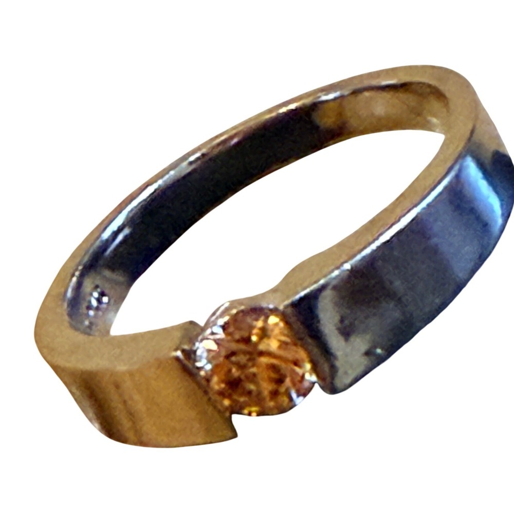 Vintage 10K SPYG Gold-Filed Orange Gemstone Ring Women Sz 9 Engagement Wedding